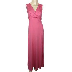 Vintage unbranded sleeveless empire waist maxi 1970s pink‎ dress size 4